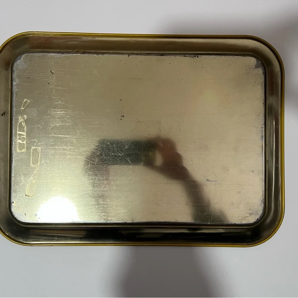 Vintage Metal Serving Tray Coffee Kettle Trivet Chicken‎ Design Yellow